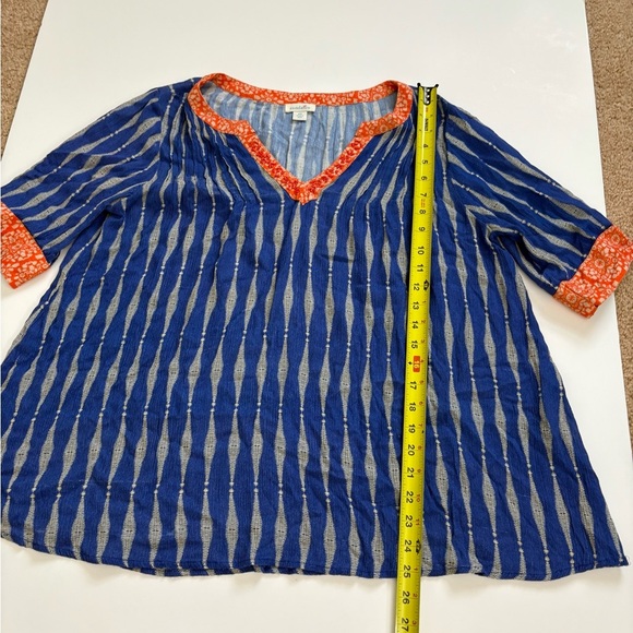 Sundance Efeite Blue Orange Boho Short Sleeve Top Size XS *See description - Picture 6 of 9